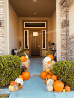 Porch Pumpkins Decorated Doorstep