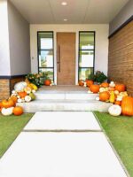 Porch Pumpkins Decorated Doorstep